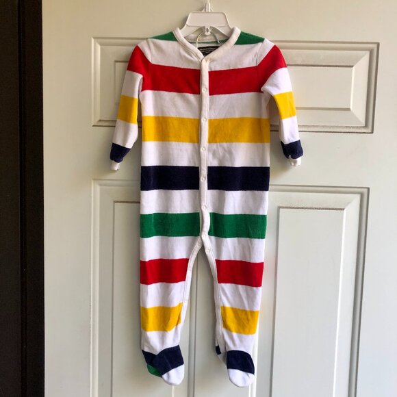 [BABY 12-18M] The Bay Hudson's Bay Vtg Stripe Footed Sleeper Pajamas One-piece - Picture 1 of 5